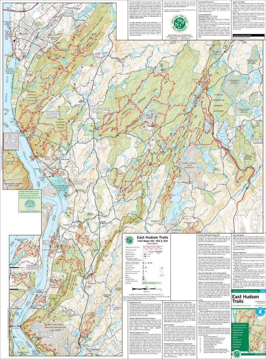NYNJTC East Hudson Trail Map - 13th Edition