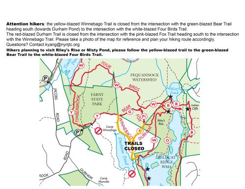 Farny State Park Trail Map Camp Winnebago Trail Closures | New York-New Jersey Trail Conference